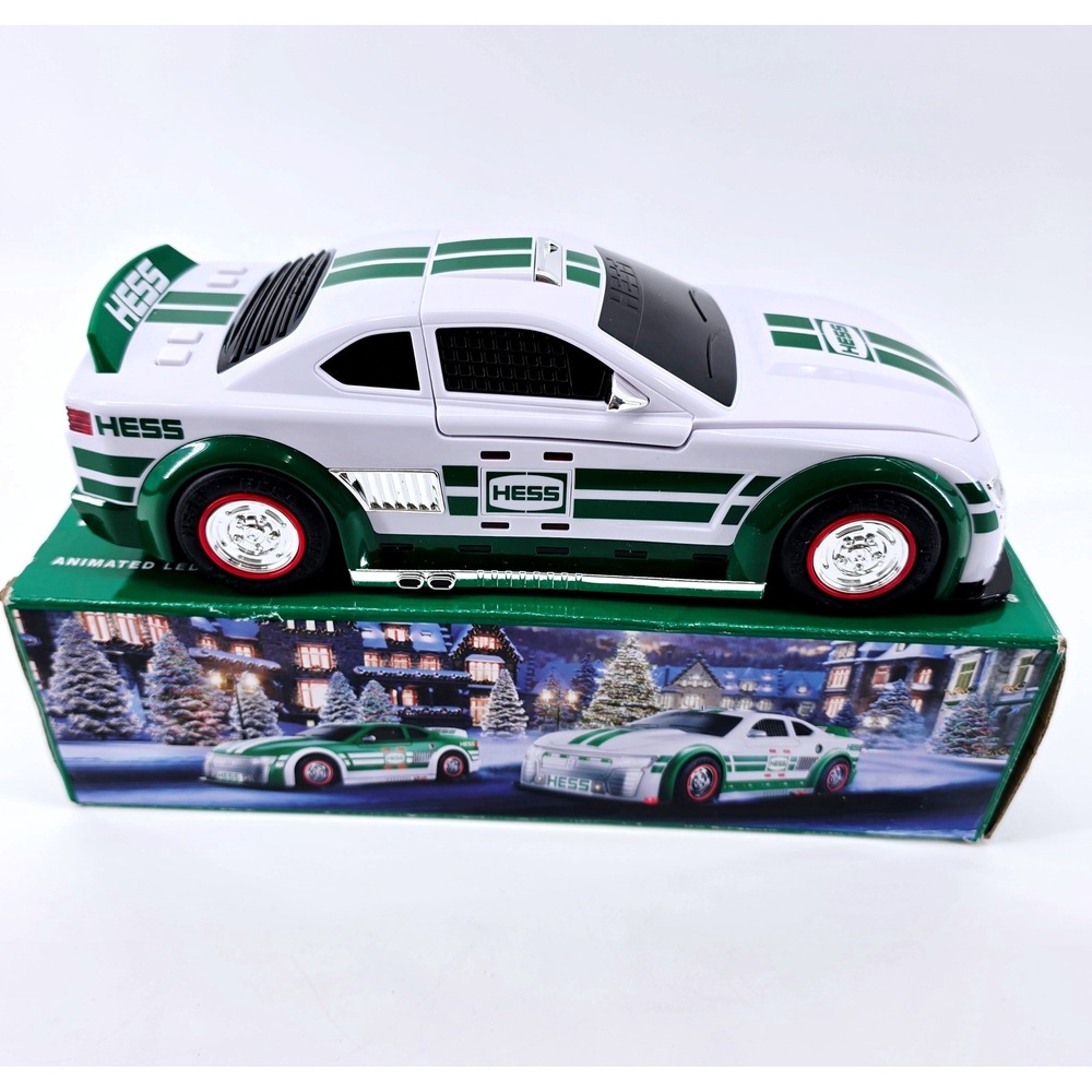Hess 2025 Stock Car Racers Toy Set White and Green LED Lights Racing Sounds